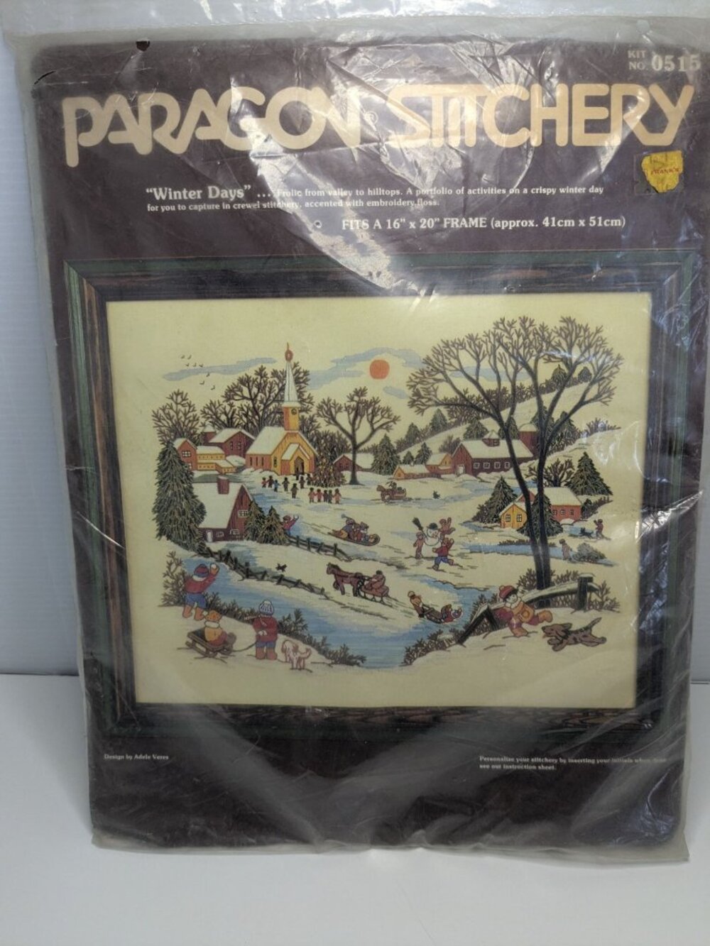 Paragon Stitchery Winter Days Crewel Embroidery Kit 0515 By Fits 16" x 20"